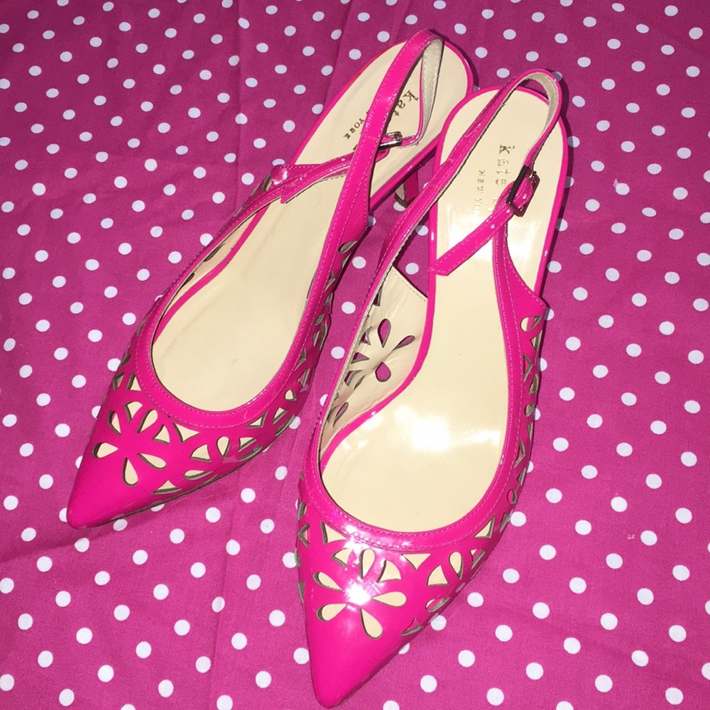 kate spade Hot Pink Cutout Pointed Slingback heels
